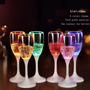 LED Wine Champagne Beer Wine Cup Flute Glasses Water Liquid Activated Flashing Light-up Cups Party Drinkware W23-372