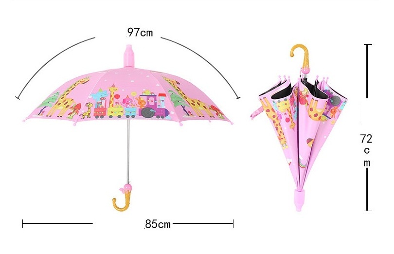 Kids Princess Girls Boy Umbrella Stick Rain Umbrella With Black Coated Character Cartoon Animal Children Sun Umbrella W24-290