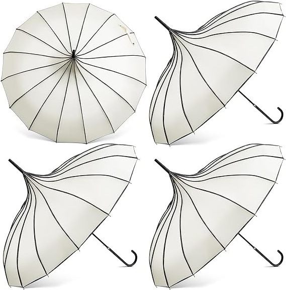 Parasol Umbrella Pagoda Umbrella For Sun UV Protection Women Black And White Umbrella Goth Parasol With Long Handle D23-88