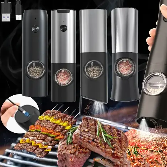 Electric Salt And Pepper Grinder With Adjustable Coarseness Refillable Mill Battery Powered Kitchen Gadget W24-62