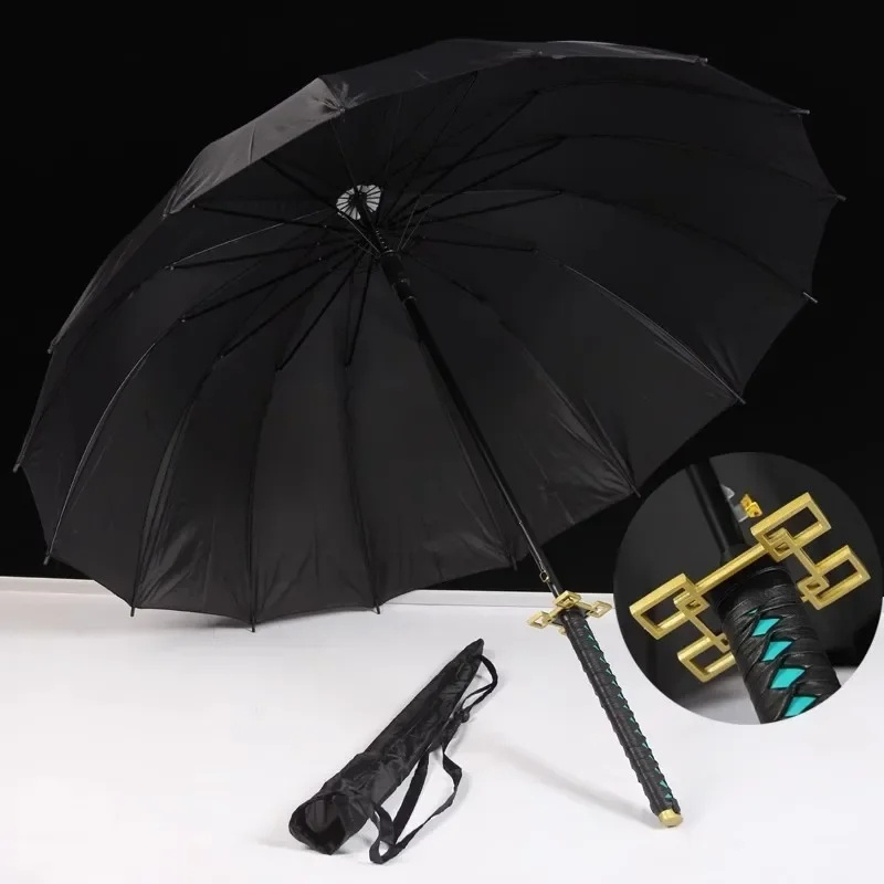 Anime Demon Slayer Katana Umbrella Tanjirou Long Handle Katana Sword Umbrellas No Yaiba Samurai Sword Parasol Rain Gear W23-576