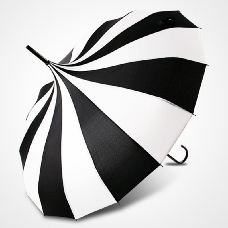 Parasol Umbrella Pagoda Umbrella For Sun UV Protection Women Black And White Umbrella Goth Parasol With Long Handle D23-88