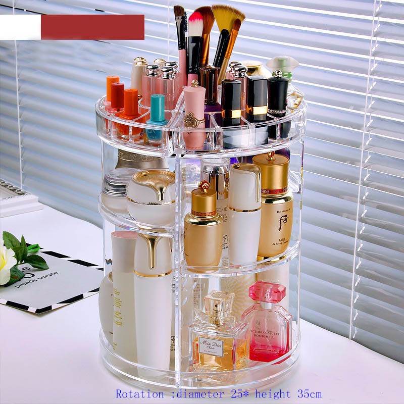 DD22-302 Cosmetic Storage Boxes Transparent Rotate Acrylic Desktop Dress Make Up Organizer Storage Rack Tray