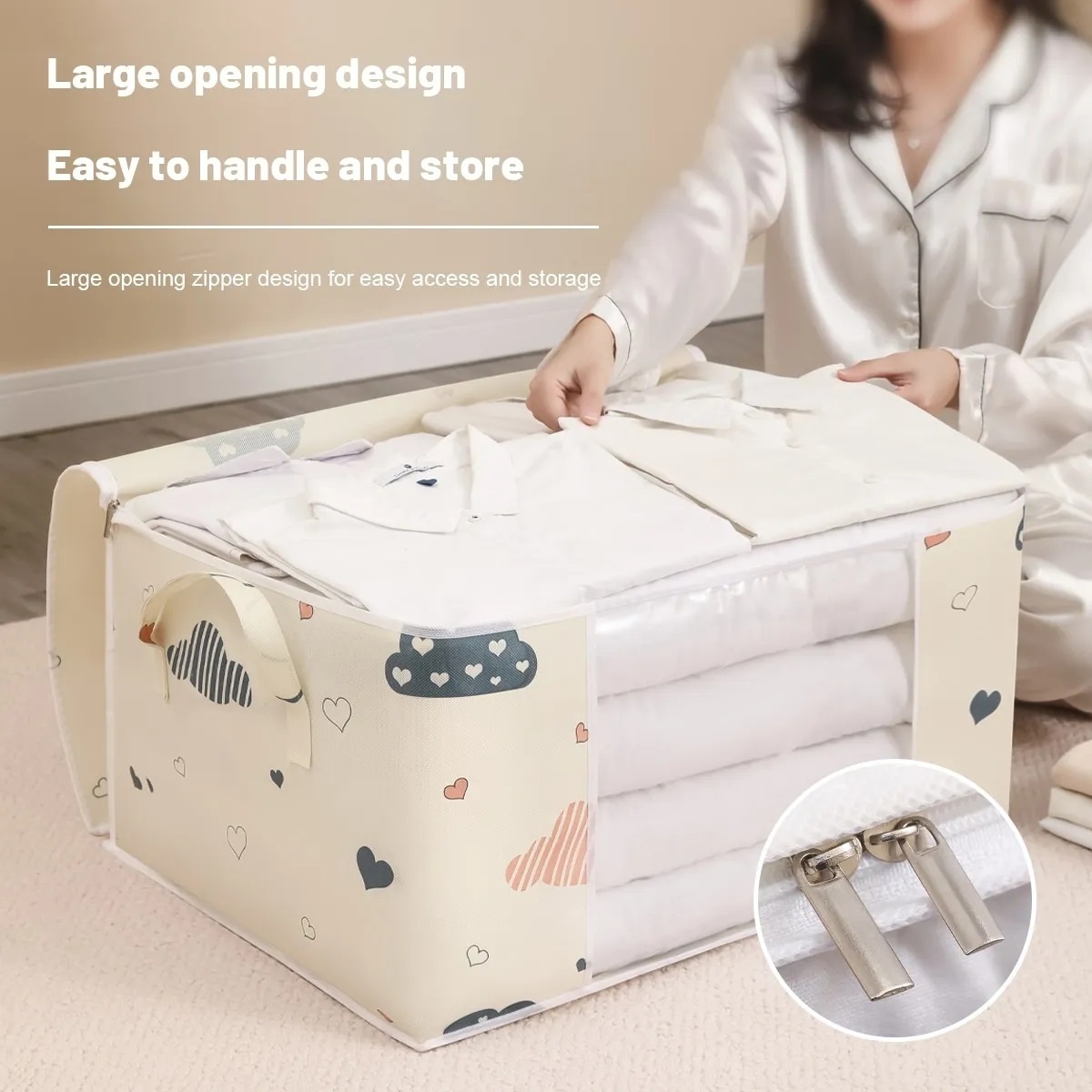 Blue/White Quilt Clothes Storage Bag Moisture Dust Proof Proof Organizer Big Capacity Duvet Blanket Sorting Bags W23-300