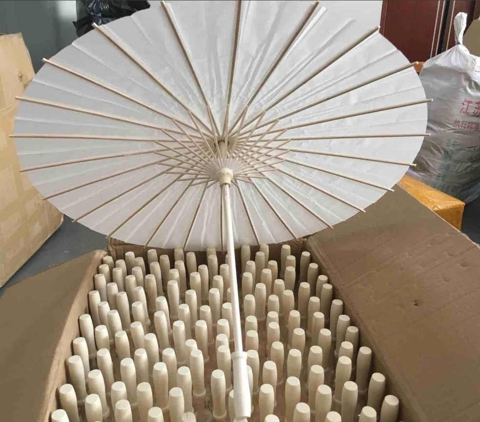 DD7-993 Paper Brida Wedding Umbrella White Parasols Handmade Plain Chinese Mini Craft Umbrella For Hanging Ornaments