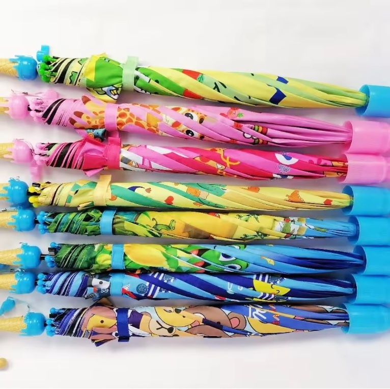 Kids Princess Girls Boy Umbrella Stick Rain Umbrella With Black Coated Character Cartoon Animal Children Sun Umbrella W24-290