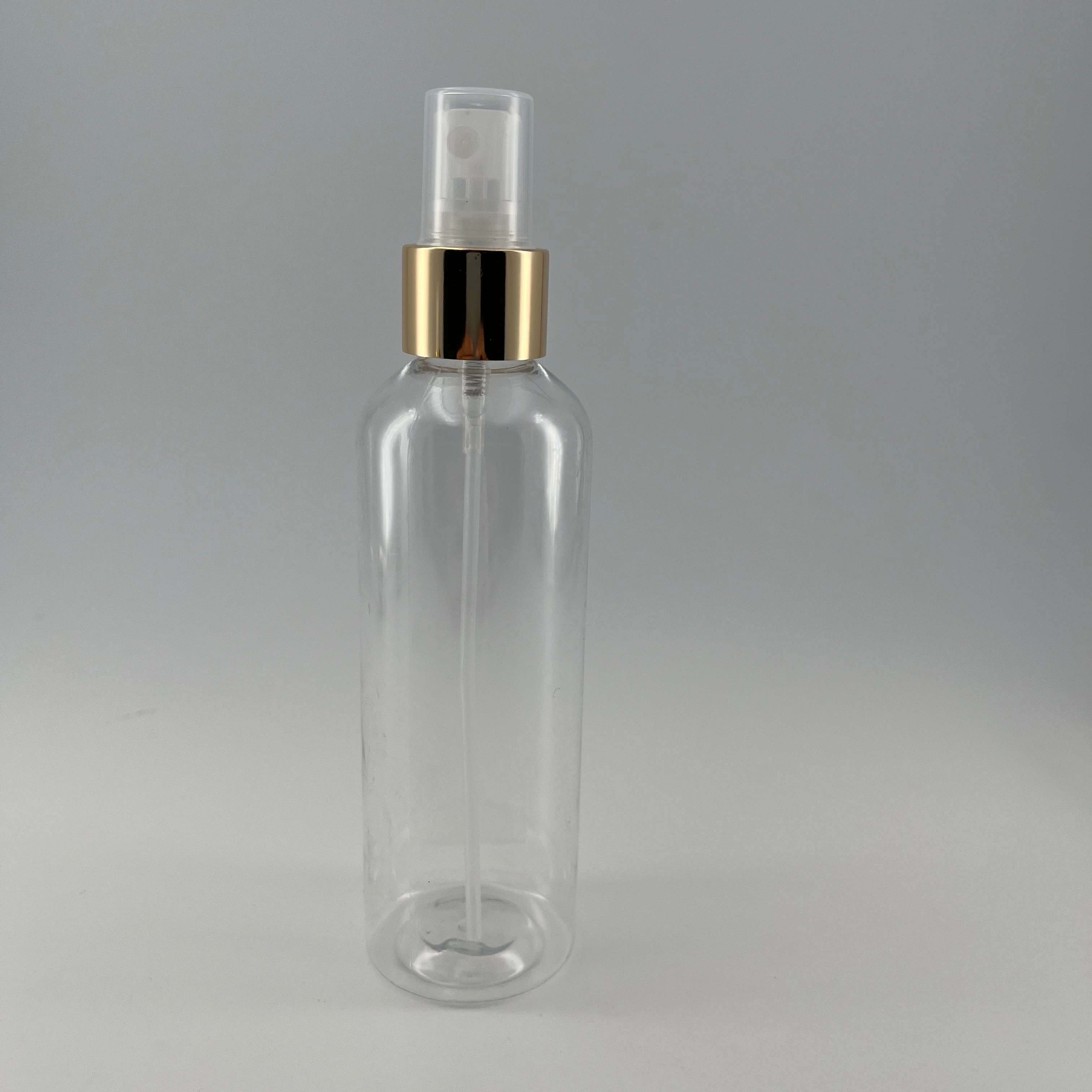 Wholesale 100ml clear PET cosmetic container plastic perfume bottle with 20/410 24/410 sprayer aluminum mist sprayer