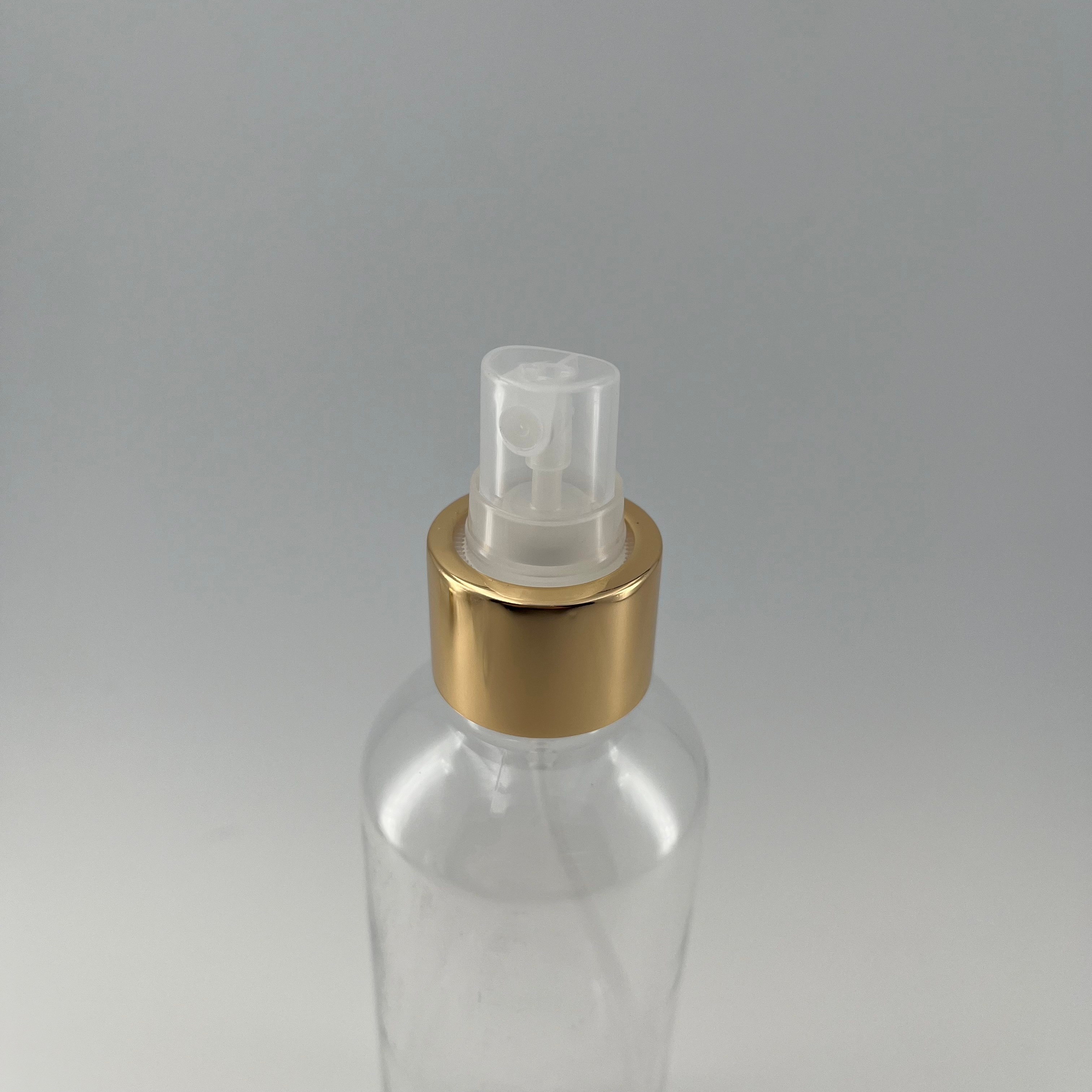 Wholesale 100ml clear PET cosmetic container plastic perfume bottle with 20/410 24/410 sprayer aluminum mist sprayer