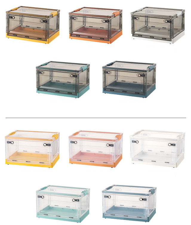 XJH Foldable Plastic Storage Boxes with Latching Lids wheels Clear Storage Bins for Home Organization Collapsible Container