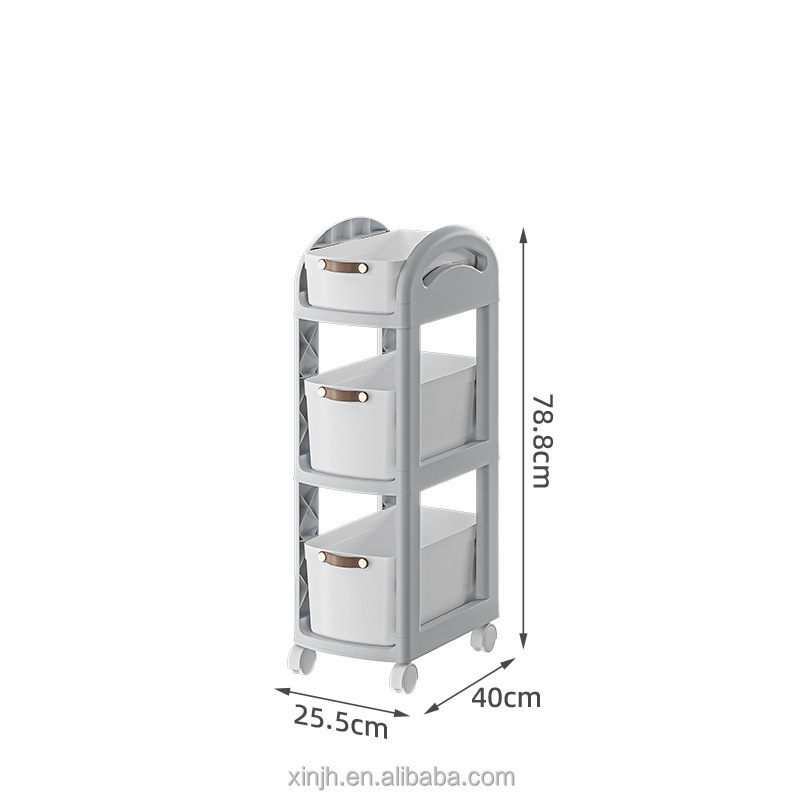 XJH Wholesale storage rack Storage Shelves Plastic Multipurpose Mobile Kitchen Storage Rack With Wheels