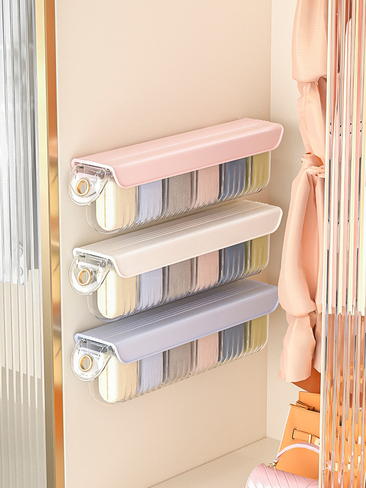 XJH New Arrivals Home Closet Drawer Socks Separator Organizer Wall Hanging Transparent Wall Mounted Underwear Storage Box