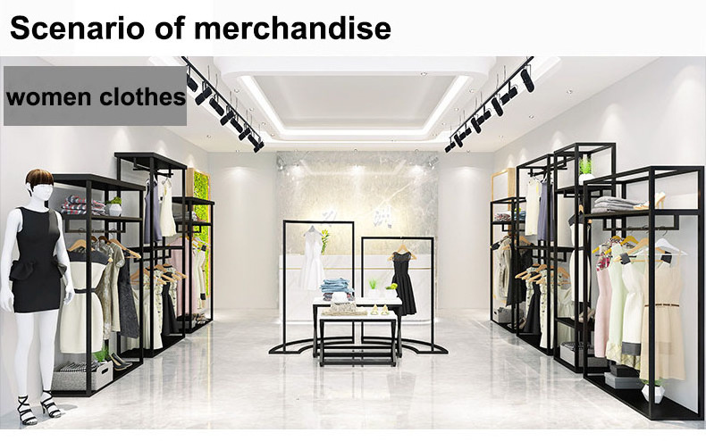 Fashionable Black Men Woman  Boutique Garment Display Stand Retail Store Clothing Racks