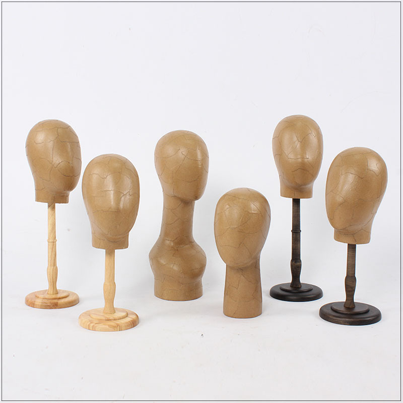 Vintage Kraft Paper Mannequins Head Without Hair for Hats Scarf Wigs Display