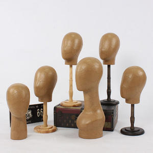 Vintage Kraft Paper Mannequins Head Without Hair for Hats Scarf Wigs Display