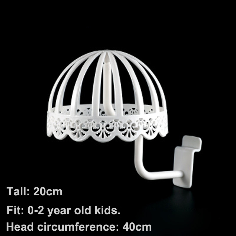 Plastic Baby Hat Cap Storage Display Holder Hair Wigs Rack Shelf Stand Baby Child Kid Mannequin Head Model Dome White