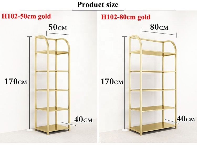 XINJI Luxury Clothing Display Rack Shopping Mall Window Retail Store Metal Gold Shoes Bag Hat Floor Stand Showcase Display Rack