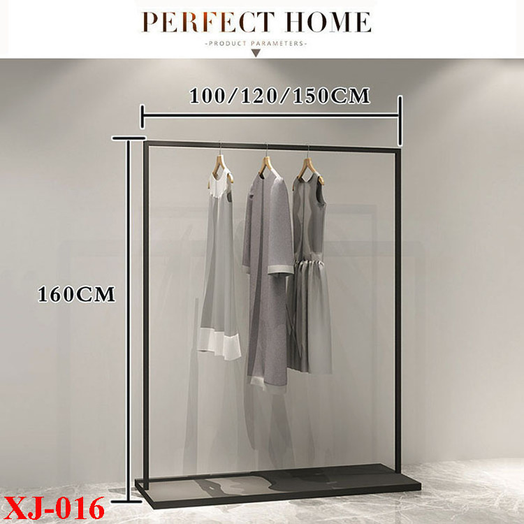 XINJI High End Boutique Garment Store Wall Mounted Racks Fashion Simple Black Metal Clothing Retail Display Rack