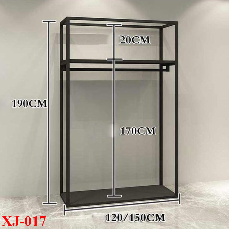 XINJI High End Boutique Garment Store Wall Mounted Racks Fashion Simple Black Metal Clothing Retail Display Rack