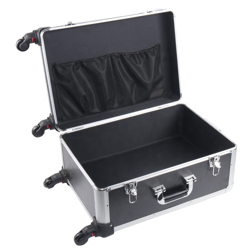 Factory Portable Shockproof and Waterproof Aluminum Magic Beauty Drawer Pilot Flight Case with legs wheels