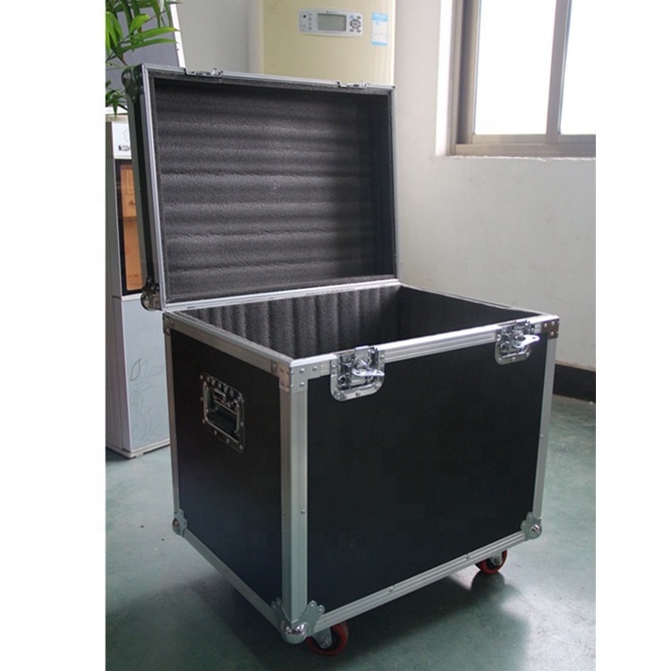 Customize Size Empty Black Transport Trolley Aluminum Pilot Dance Floor Flight Case with Wheels