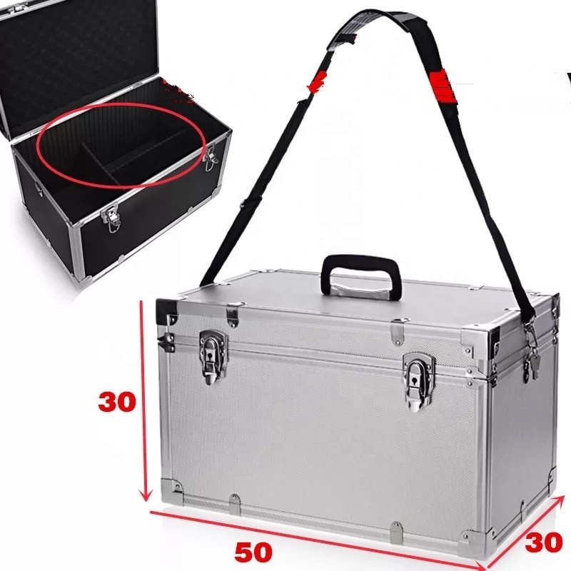 Lockable Silver Profile Aluminum Aluminum Barber Tool Case Flight Case with Foam Padding