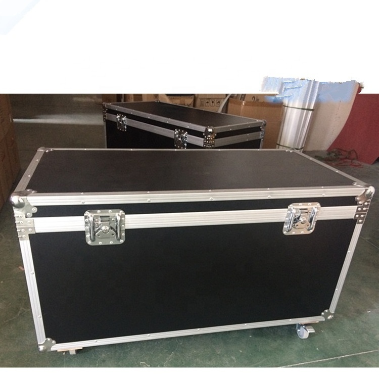 Customize Size Empty Black Transport Trolley Aluminum Pilot Dance Floor Flight Case with Wheels