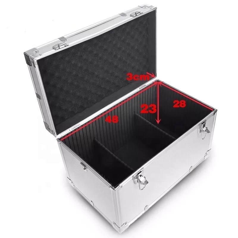 Lockable Silver Profile Aluminum Aluminum Barber Tool Case Flight Case with Foam Padding