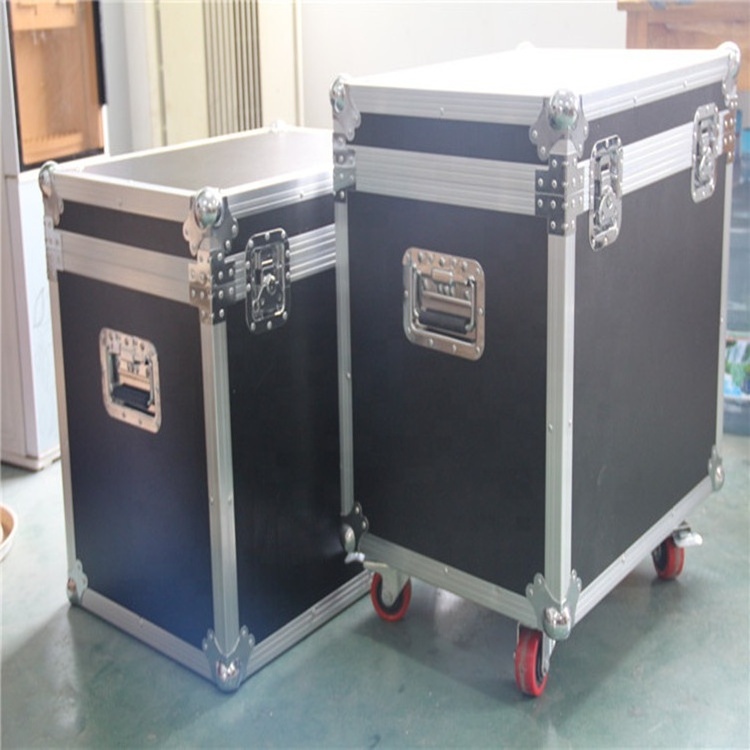 Customize Size Empty Black Transport Trolley Aluminum Pilot Dance Floor Flight Case with Wheels