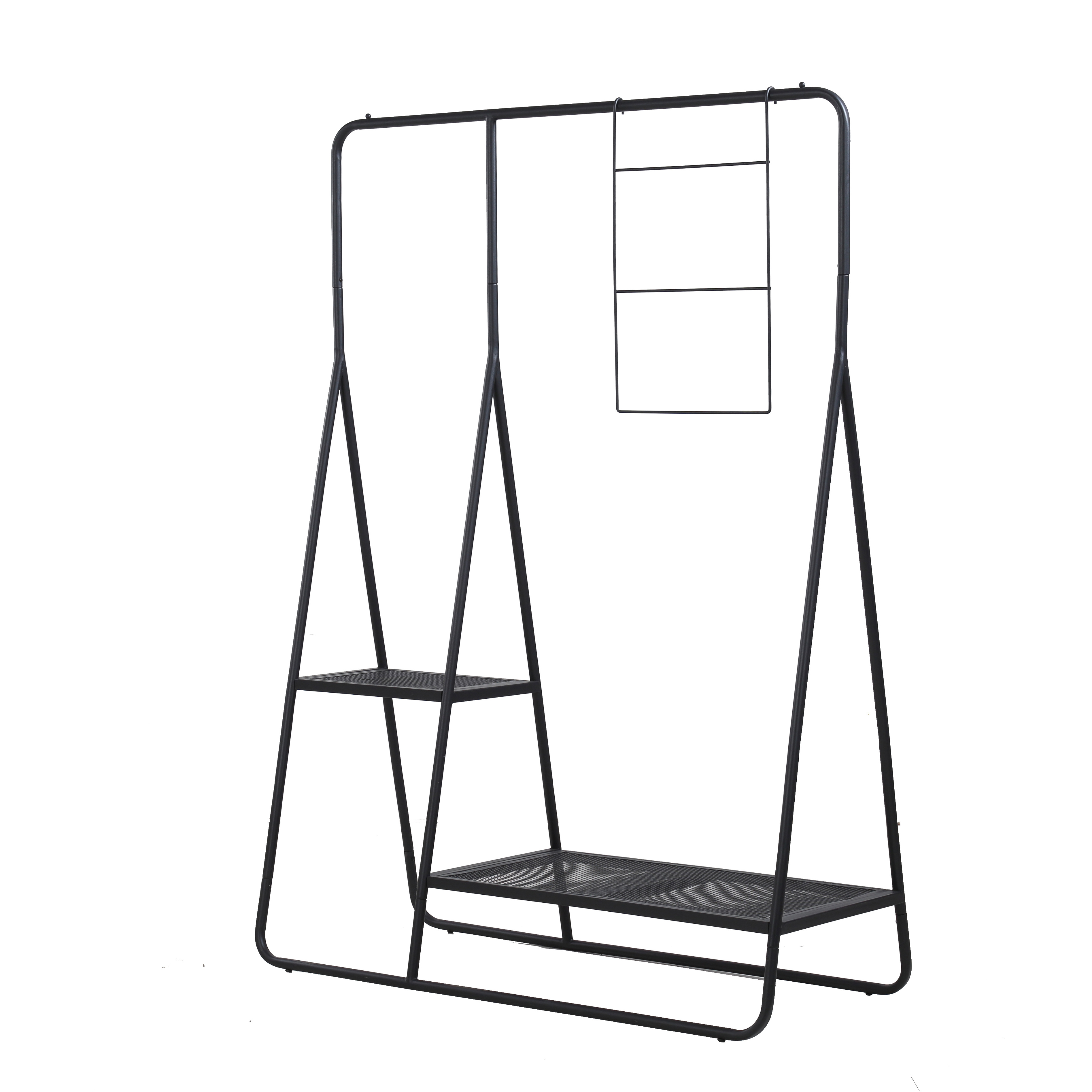 Vertical garment rack storage shelf unit entryway storage shelf with 2 metal shelves