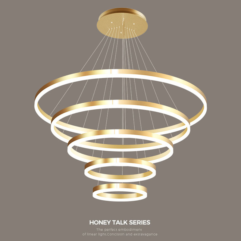 Modern round chandeliers for home living room luxury led chandeliers pendant lights gold ring shaped lighting chandelier big