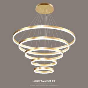 Modern round chandeliers for home living room luxury led chandeliers pendant lights gold ring shaped lighting chandelier big