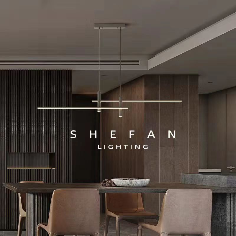 Minimalist LED Black Gold Hanging lighting Living Room Pendant Lamps Dining Room Kitchen Linear Pendant light