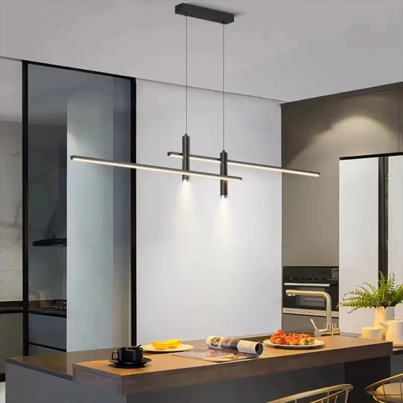 Minimalist LED Black Gold Hanging lighting Living Room Pendant Lamps Dining Room Kitchen Linear Pendant light