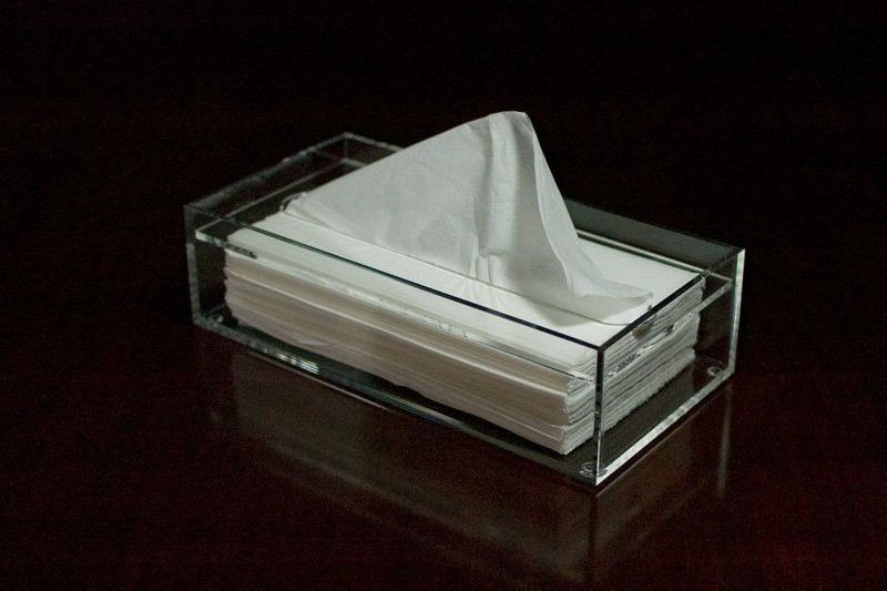 Desktop Clear Acrylic Removable Facial Tissue and Napkin Box Acrylic Handkerchief Dispenser Box