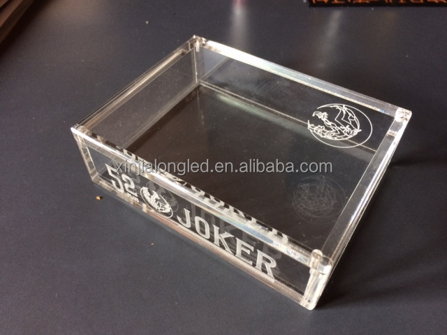 Acrylic single deck case with engraving Acrylic playing cards container box