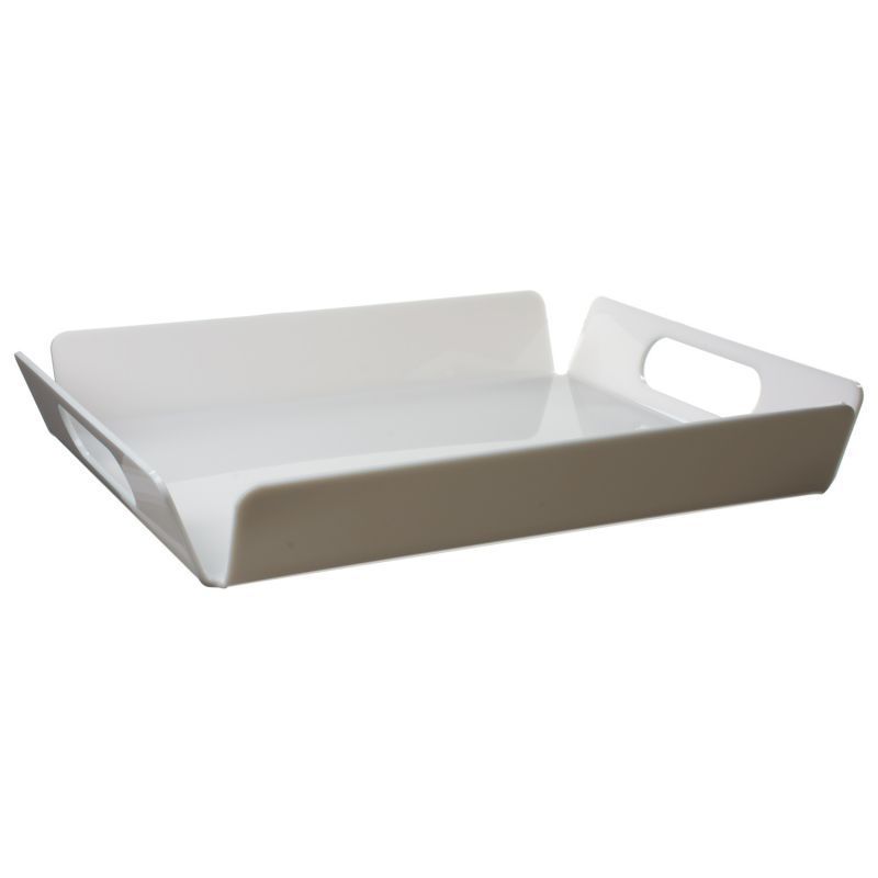 factory wholesale Custom modern Small white rectangle acrylic serving tray hotel serving breakfast  tray bed tray with handles