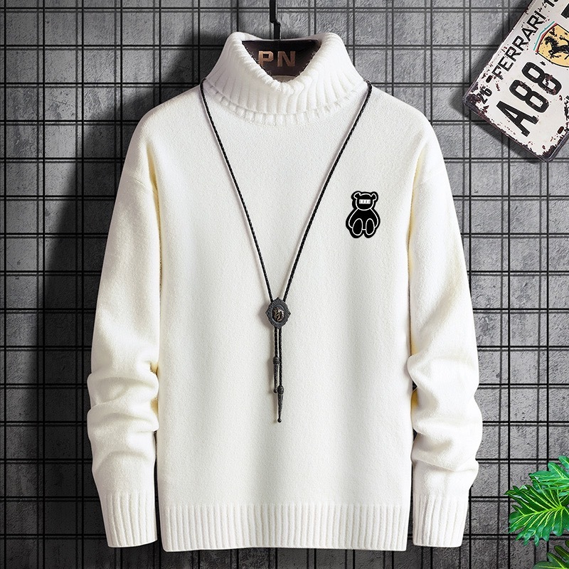 Men's sweater printed knitted crewneck pure cotton knitted custom men's winter sweater wholesale