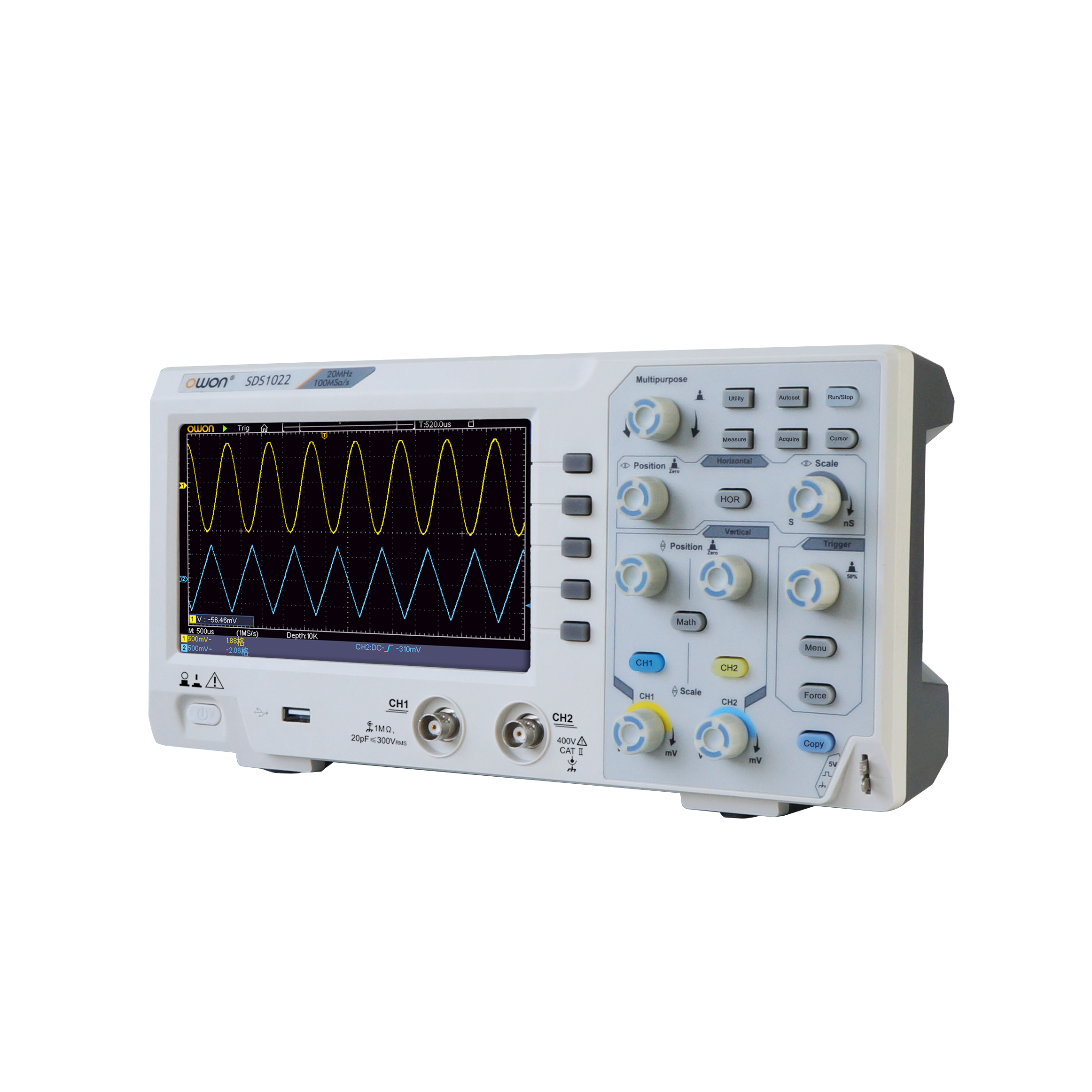 SDS1022 Dual channel oscilloscope high-resolution 20MHz Economocal Digital Oscilloscopes