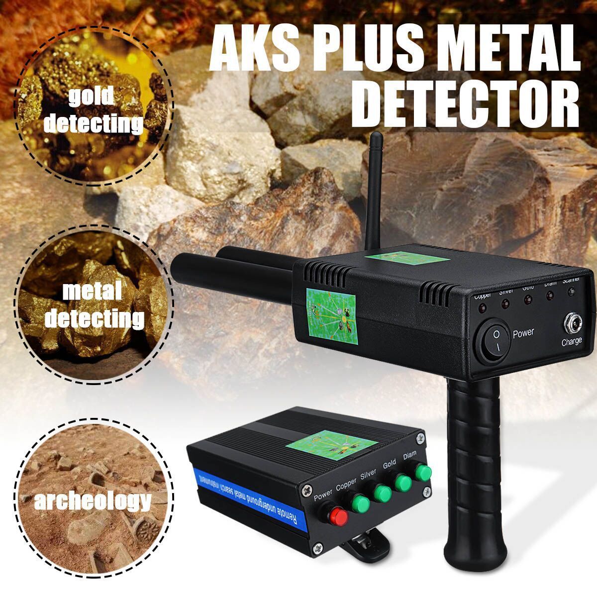 Remote location underground metal detector AKS Plus updated Texa God detects gold, silver, copper and precious stones