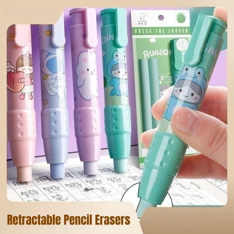 Best Selling Retractable Pencil Erasers Cute Erasers for Kids Back to School Supplies Wholesale Customize