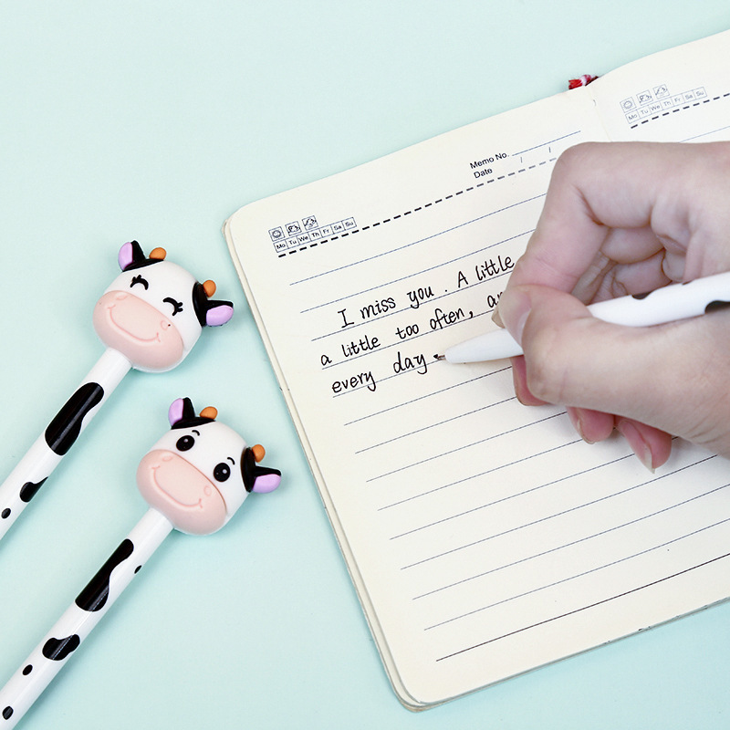 2024 Hot Sale latest 0.5mm Retractable Anime Character Cartoon Dairy Cow Gel Pen