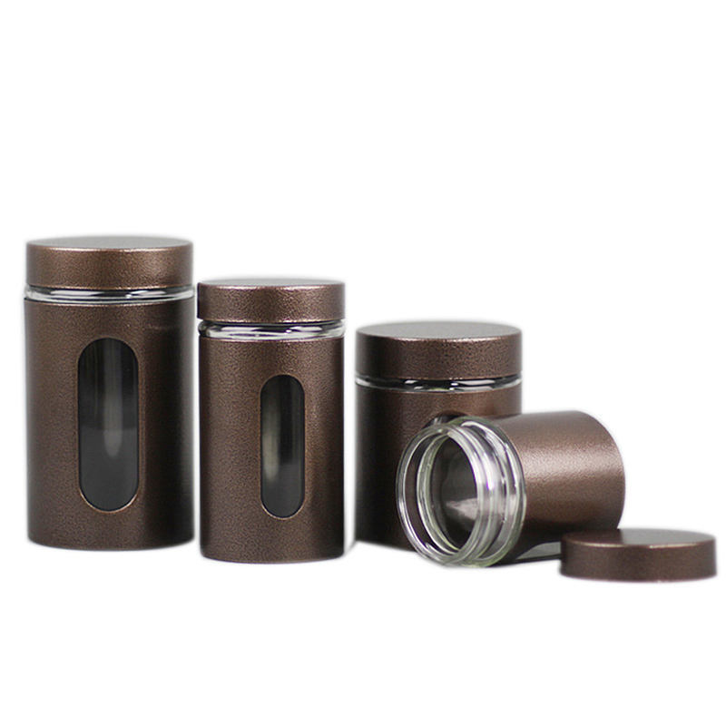 Wholesale Cookie Empty Popcorn Round Tin Box Small Tea Tins Spice Tin Can with Window