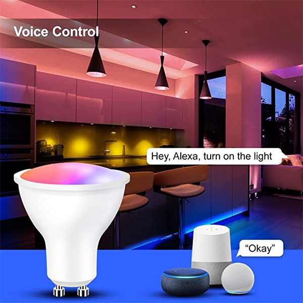 GU10 LED Smart WiFi Light Bulb Compatible with Alexa Google Home RGBCW Color Changing Cool Warm White Dimmable RGB+2700K-6500K