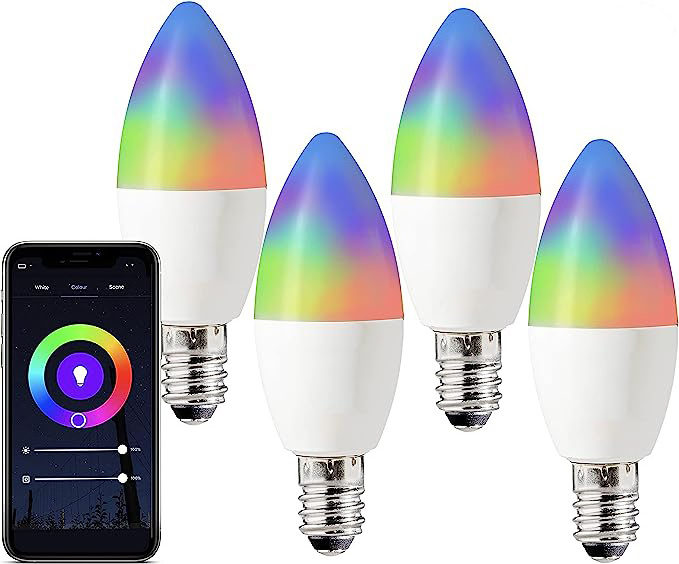 E12 LED Bulb 5W Small Candlestick Color Changing Dimmable Color LED Bulb With Remote Control RGB