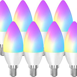 E12 LED Candelabra Bulb Color Changing Candle B11 Incandescent Equivalent 450 Lumens RGB Warm White 5W 12 Colors 2 Modes Timer