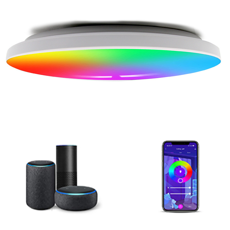 24W Round Surface Alexa Google home WIFI Bluetooth Beacon RGB white warm Tuya Smart Ceiling Light