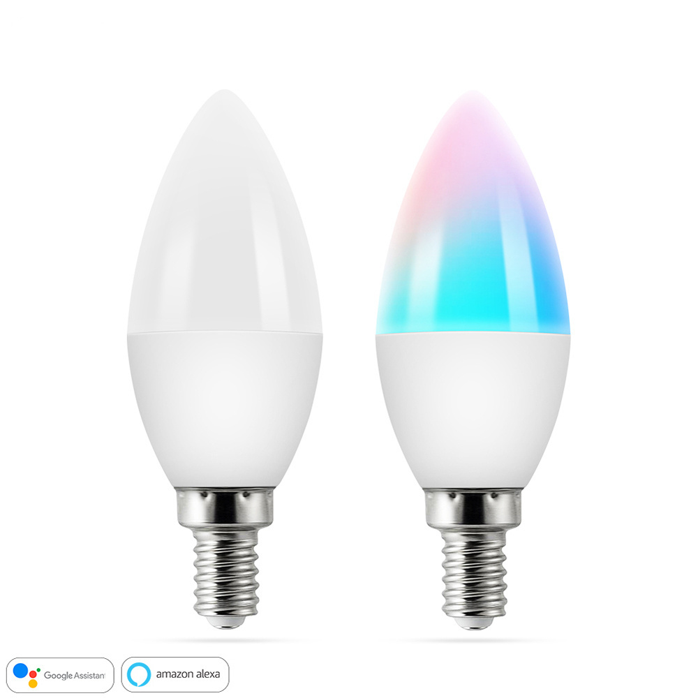 Hot selling Tuya Smart control colorful bulb C37 Candle bulb Dimmable Light Wifi Bulb Cheap price