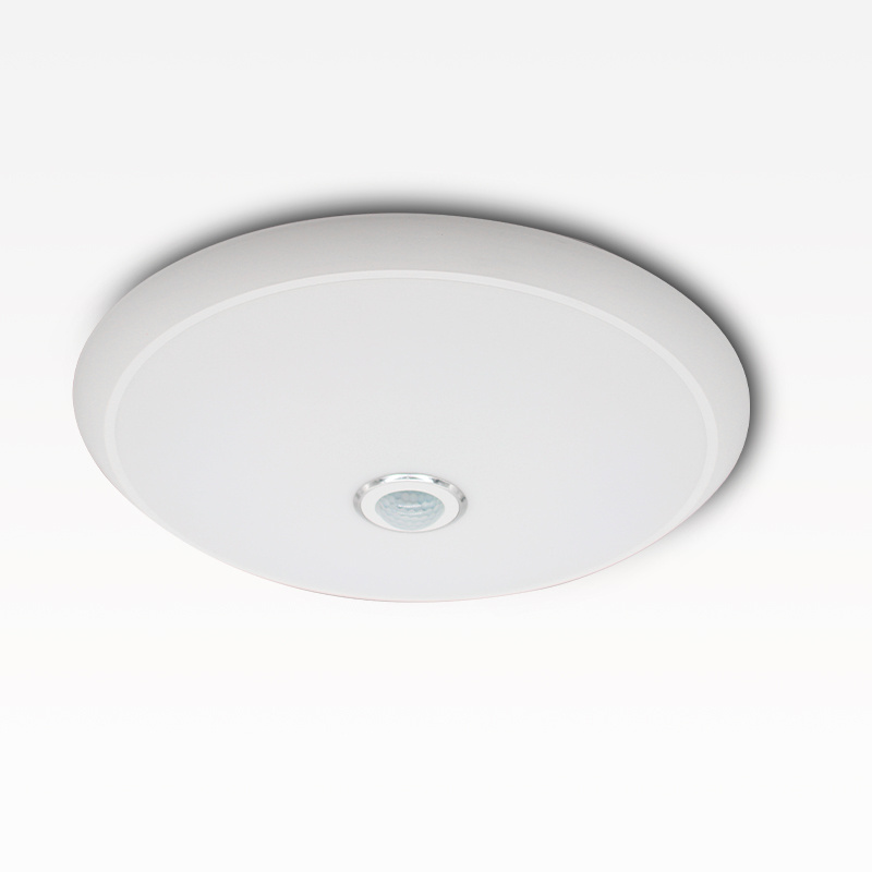 Hot sale plastic shell pc cover 300mm size 18w round led ceiling light with human sensor