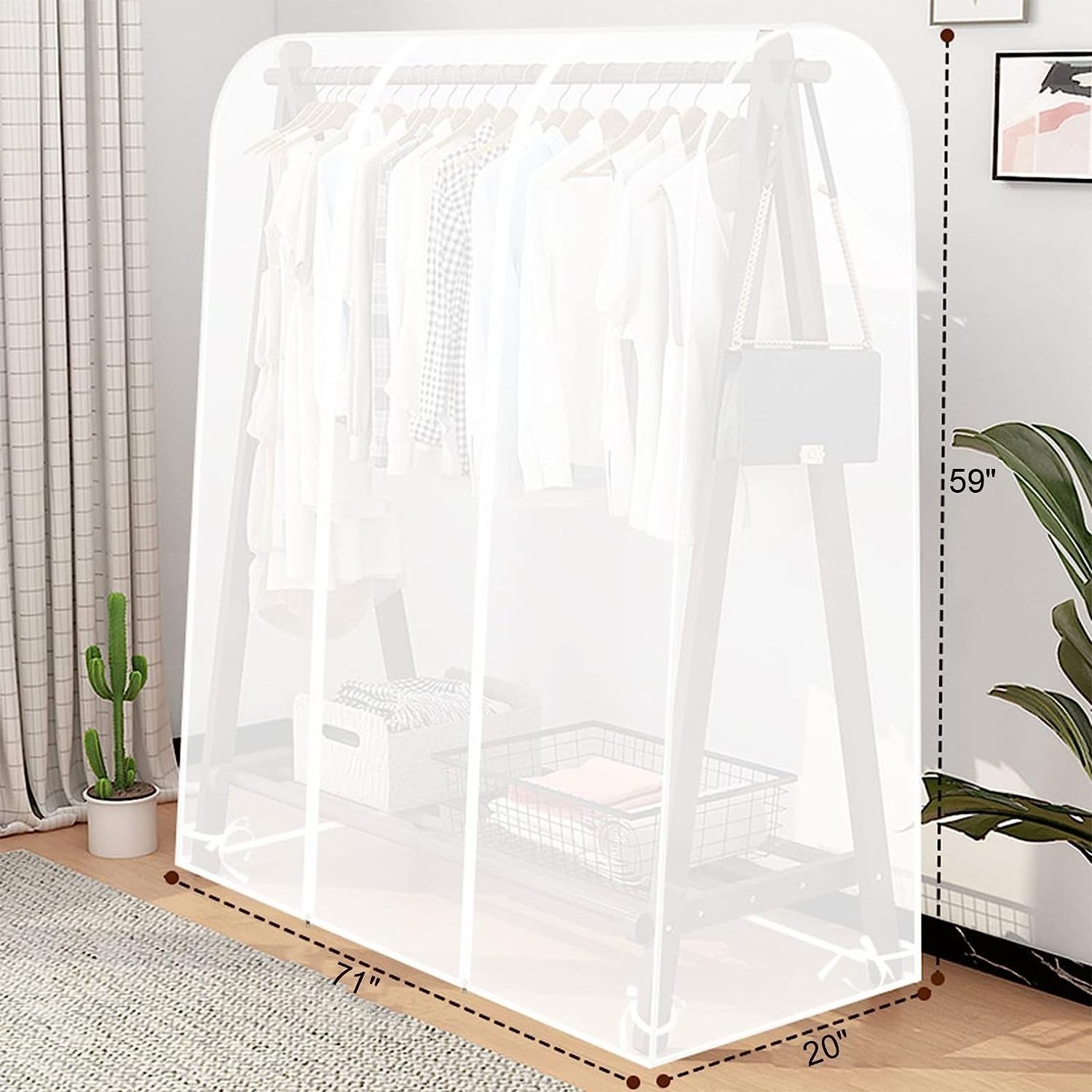 Clear Garment Rack Cover Dustproof Clothes Rack Cover With 2 Durable Zipper/Clothing Waterproof Protector