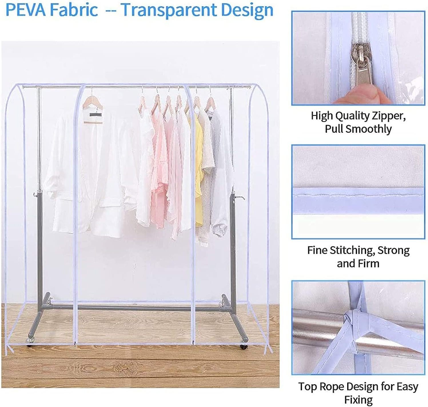 Clear Garment Rack Cover Dustproof Clothes Rack Cover With 2 Durable Zipper/Clothing Waterproof Protector